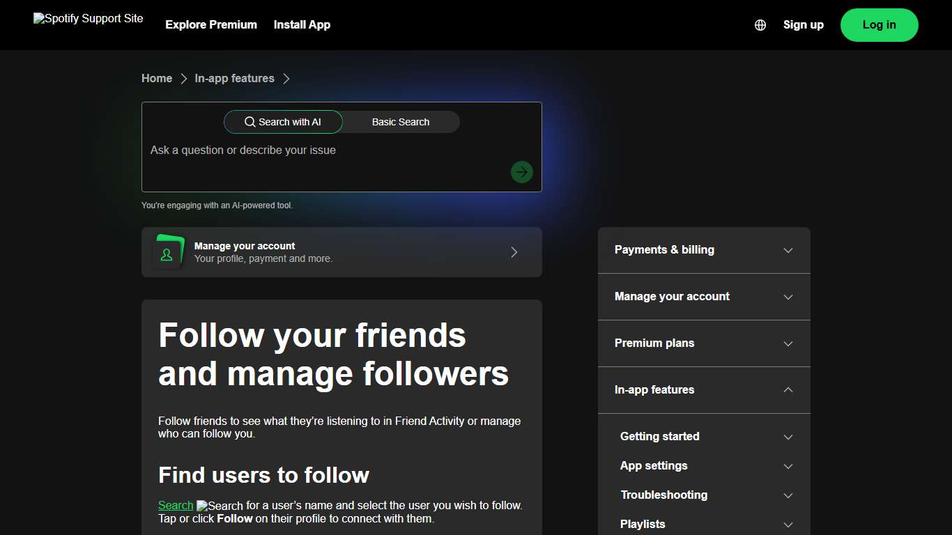 Follow your friends and manage followers - Spotify